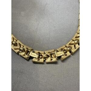Vintage TRIFARI Brushed Gold Tone Link Necklace Signed Trifari